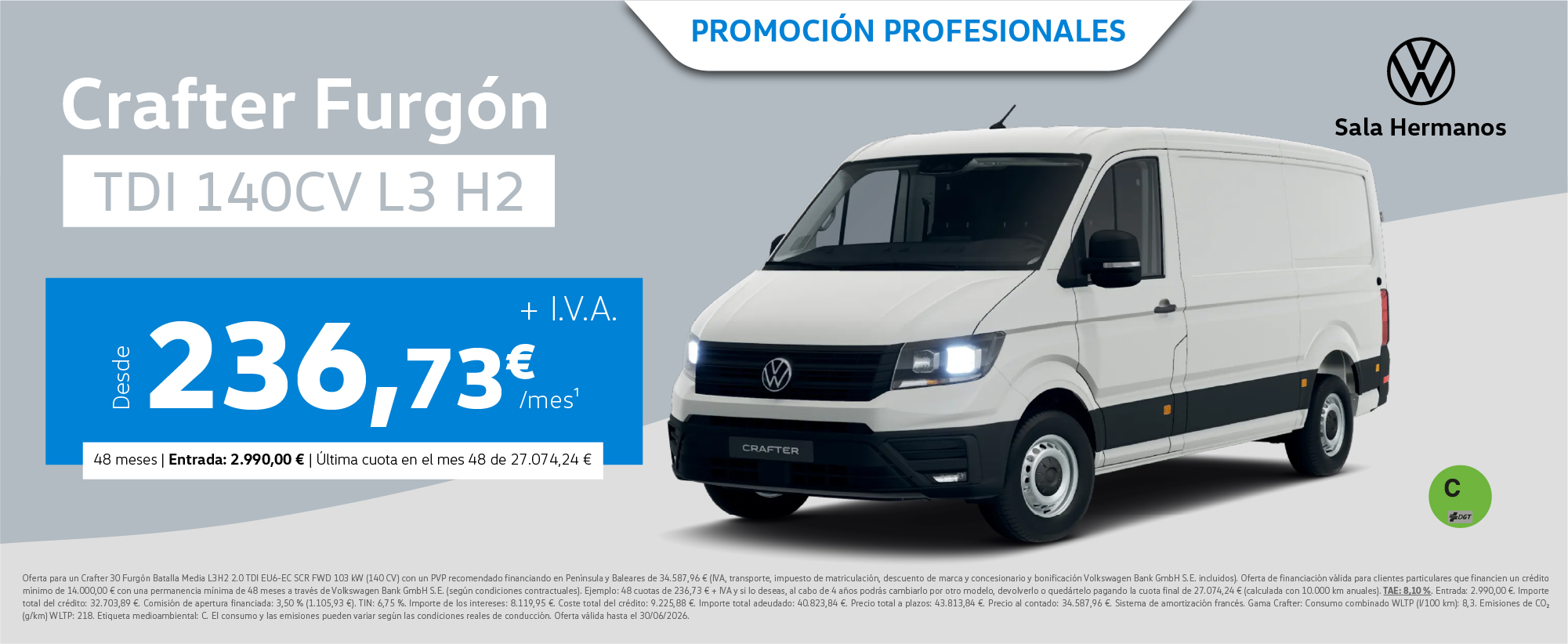 Llévate la nueva Crafter desde 236,73€/mes*